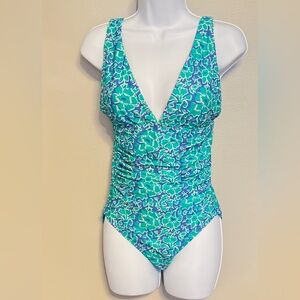 J Crew New with tags Floral Ruched one piece Swimsuit, size S